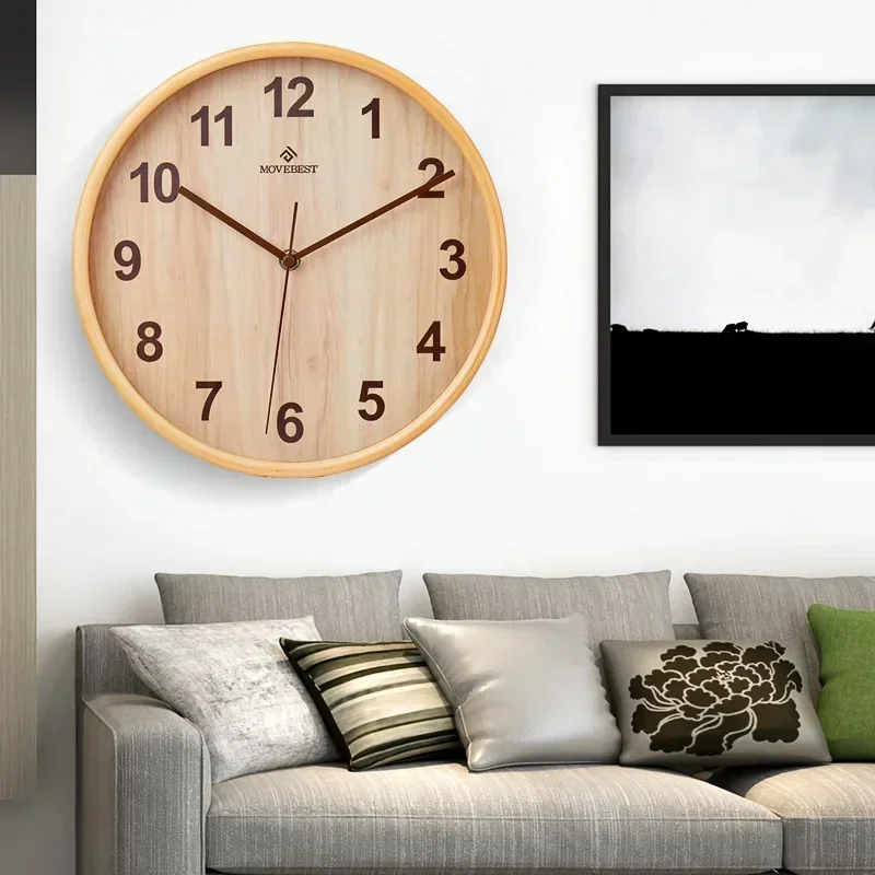 

Solid Wood Wall Clock Living Room Simple Log Style Silent Household Creative Wooden Clock Bedroom Clock Decoration