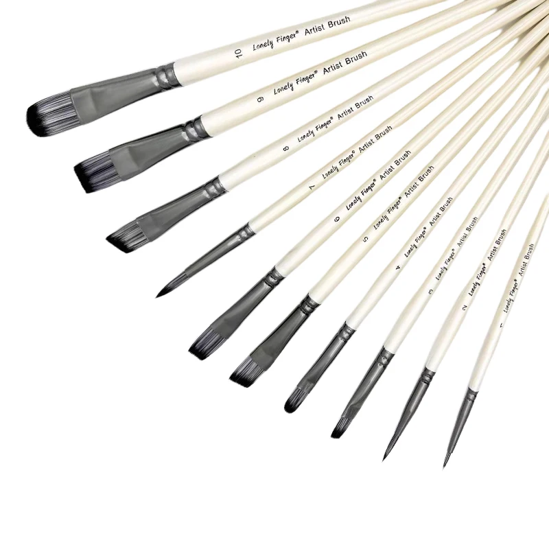 مجموعة فرش الطلاء، 10 قطع من فرش الفنان للرسم مع جودة فنية دائرية، مسطحة، زاوية، فيلبرت، جودة فنية احترافية على القماش، الخشب، الوجه