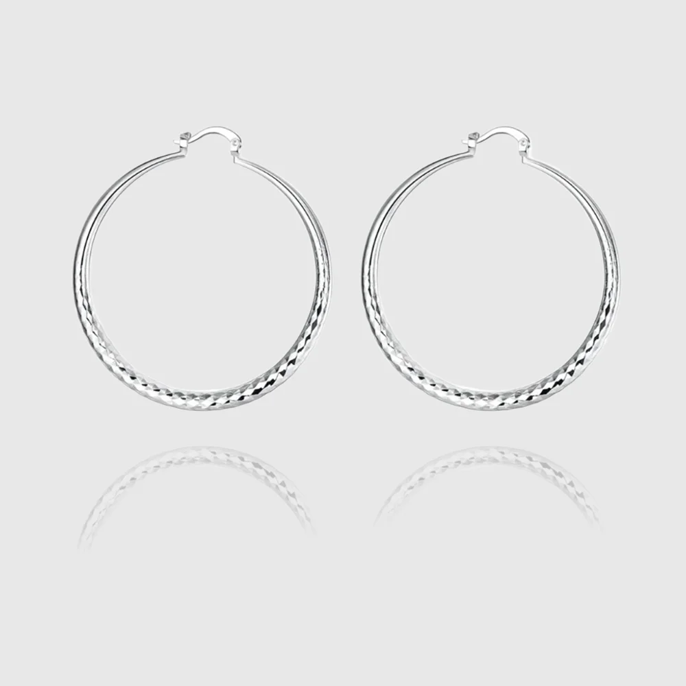 

Charms fine 925 Sterling Silver circle hoop Earrings for Women fashion Pretty wedding party Jewelry Holiday gifts