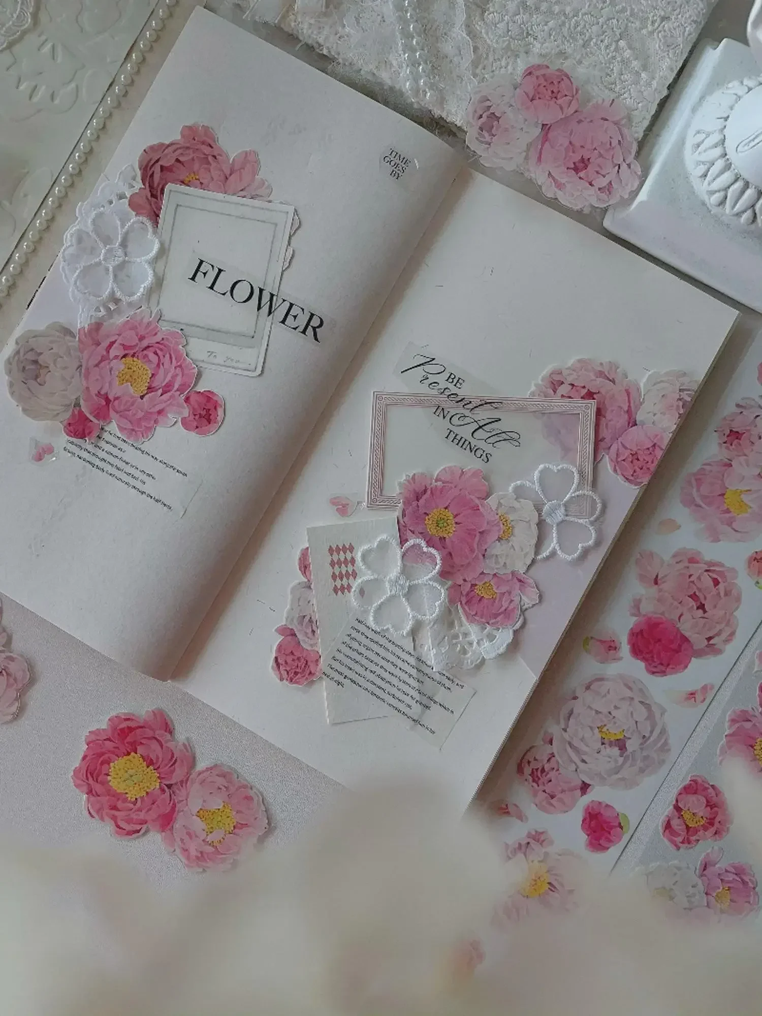 Peony Vintage Journal Washi Tape Pet Sticker