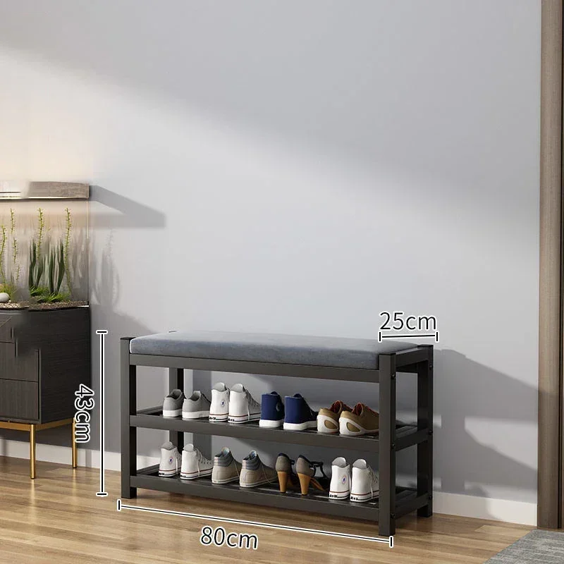 Nordic Changing Shoes Bench with Shoe Storage Cabinet Carbon Steel Shoe Rack for Entryway Hallway Stool Ottoman Chair Furniture