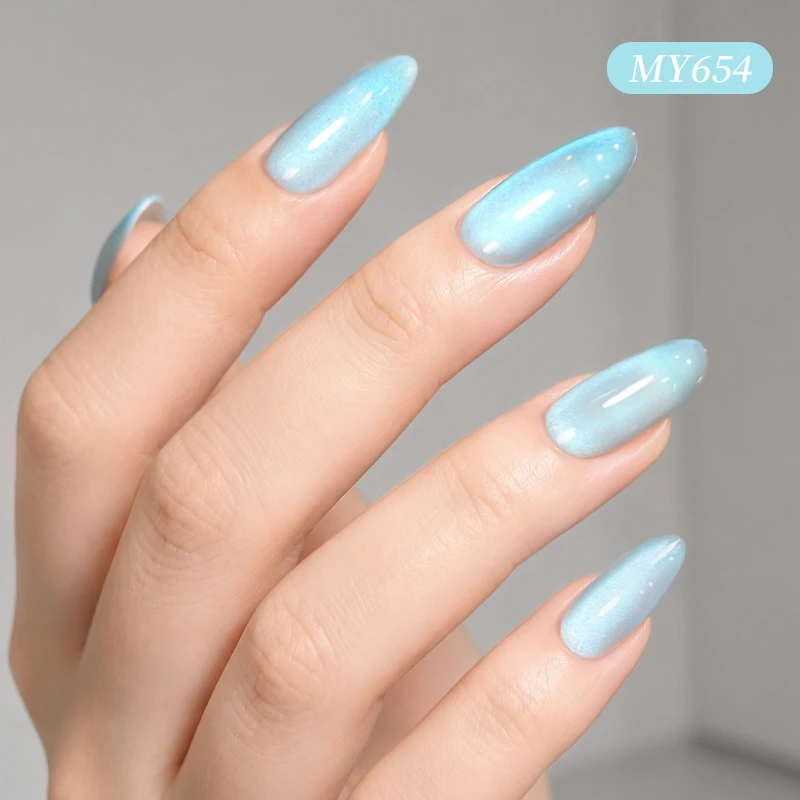 BORN PRETTY Blue Cat Magnetic Gel Polish Summer Glitter Blue Color Magnetic Nail Gel UV LED Soak Off Nail Gel Salon Home DIY