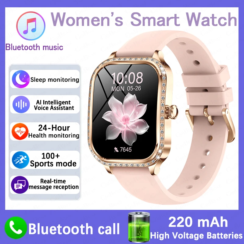 Mode Vrouwen Diamanten Horloge 1.75 inch 360*360 HD Display Hartslag Bloed Zuurstof Monitoring Bluetooth Oproep Smartwatch 2026 Nieuwe