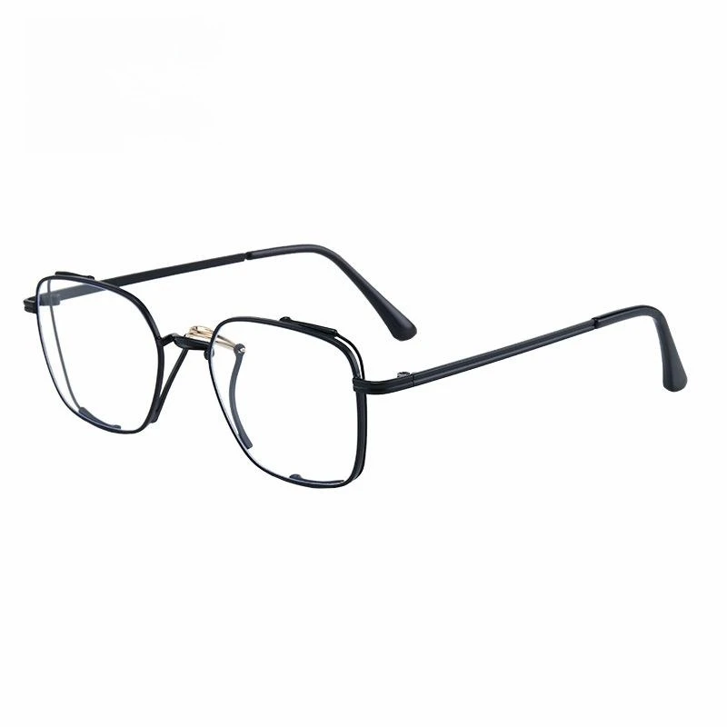 Vintage One-Piece Eye Glasses Frames for Men with Metal and Blue Light Blocking Full Rime Irregular Optics Eyeglasses Women 9337