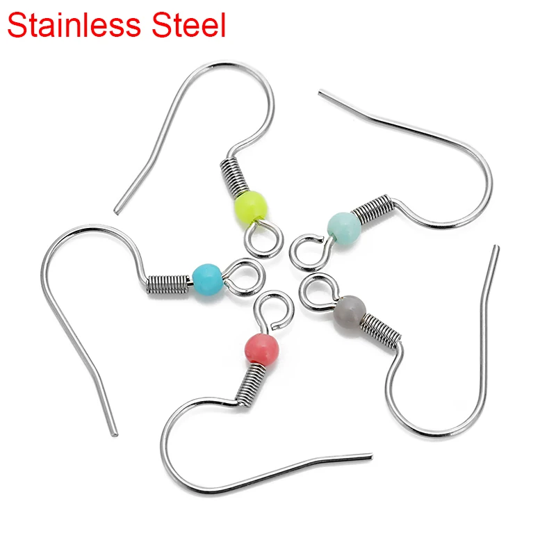 50pcs Stainless Steel Earrings Hooks Bulk Random Color Hypoallergenic Earring Earing Clasp Wires For Diy Jewelry Making Supplies