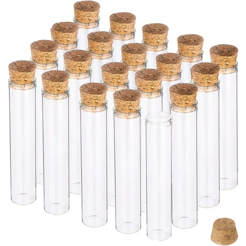 20 Pack 30ml Glass Tubes Transparent Decoration Bottles with Cork Stoppers for Arts Crafts and Other Small Projects