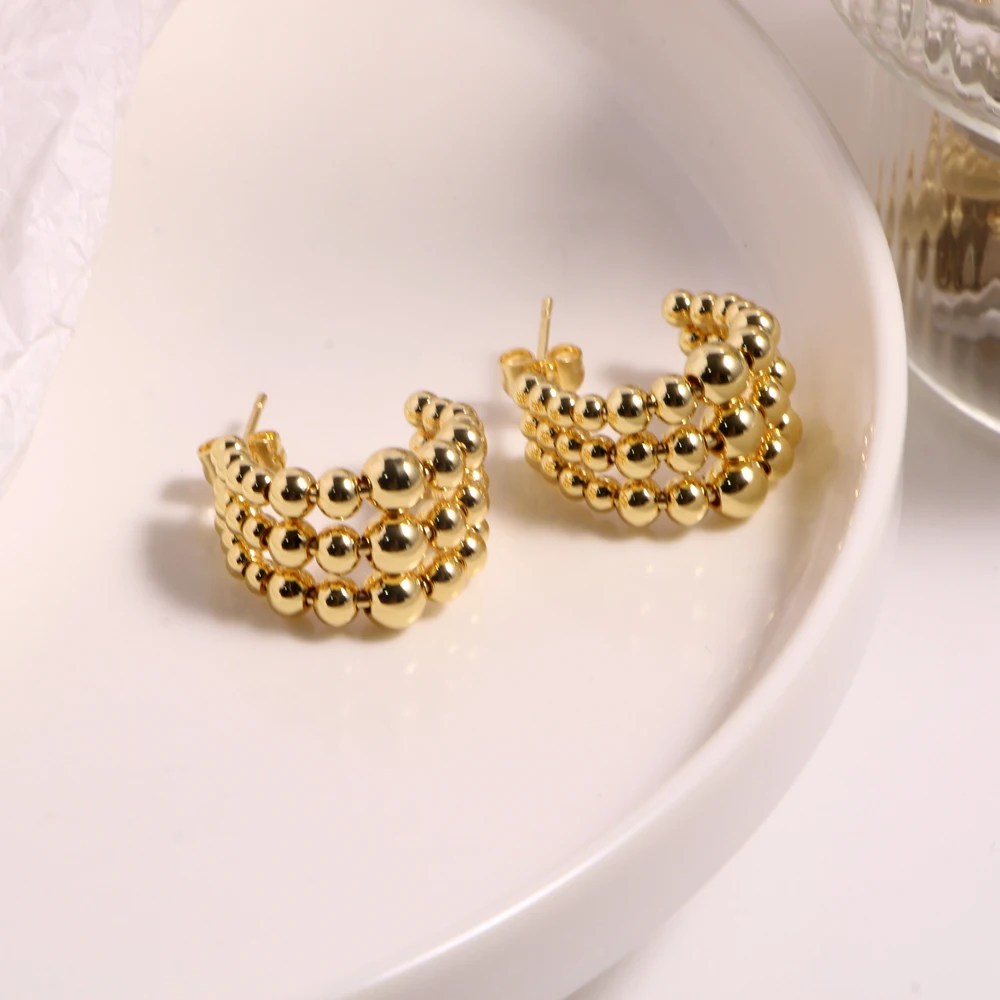 

5 Pairs, Stainless Steel Simple Stud Earrings For Women High Quality Waterproof Gold Color Fashion Ear Jewelry Party Gifts