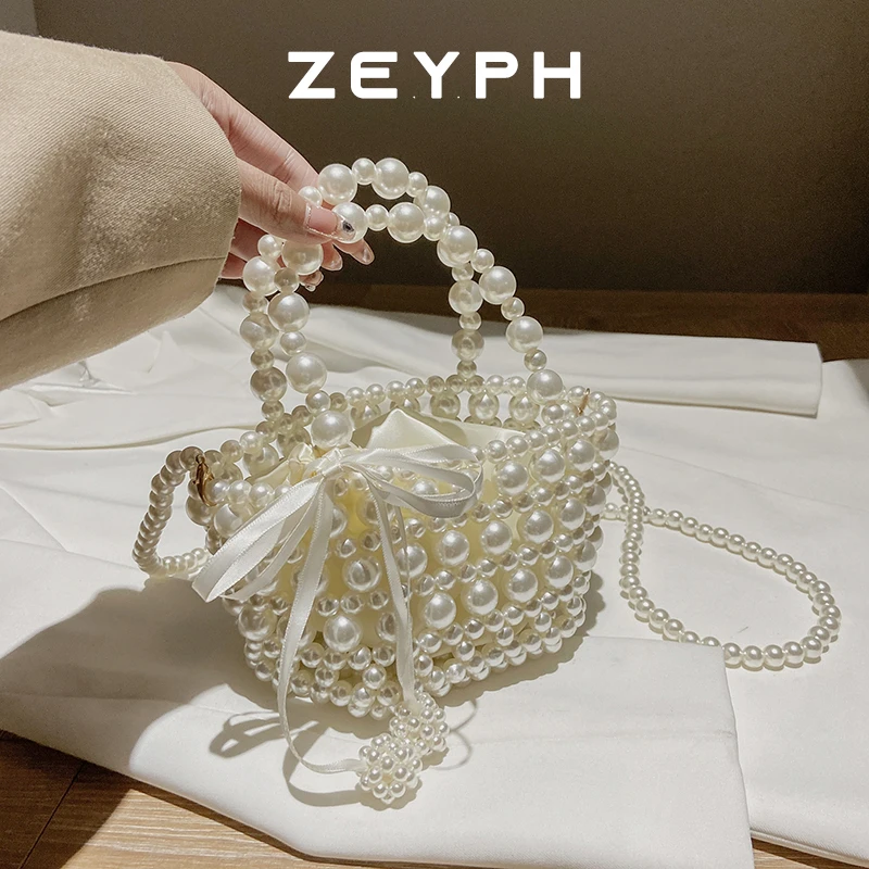 

Zeyph Rustic Knit Cut Out Pearl Bag Small Ladies Handbag Dinner Bag Mobile Phone Bag 2025 Spring Summer Collection