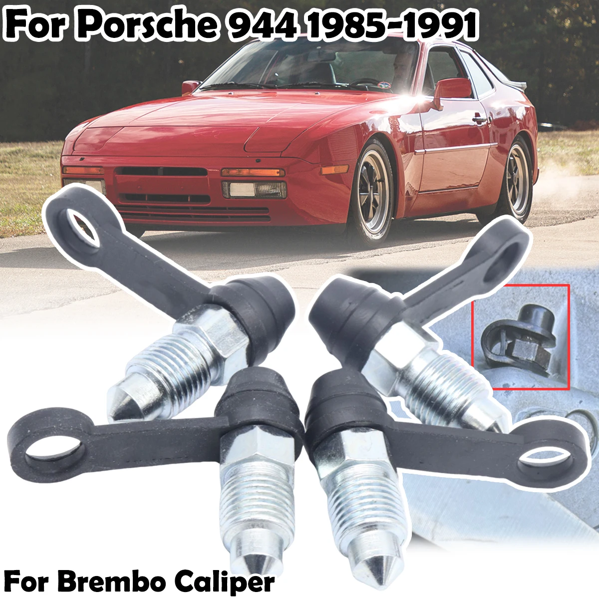 

For Porsche 944 1985- 1991 Rear Bleeder Valves and Rubber Dust Caps Left Right Caliper Bleed Nipple Screw Repair Kit 99735291900