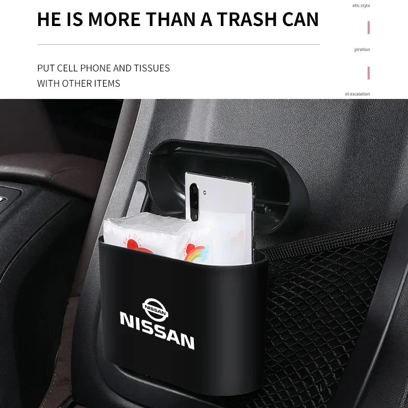 Hanging Car Trash Can Vehicle Garbage Dust Case Storage Box For Nissan J10 X-Trail Qashqai Juke Leaf Micra NOTE Patrol Gadgets