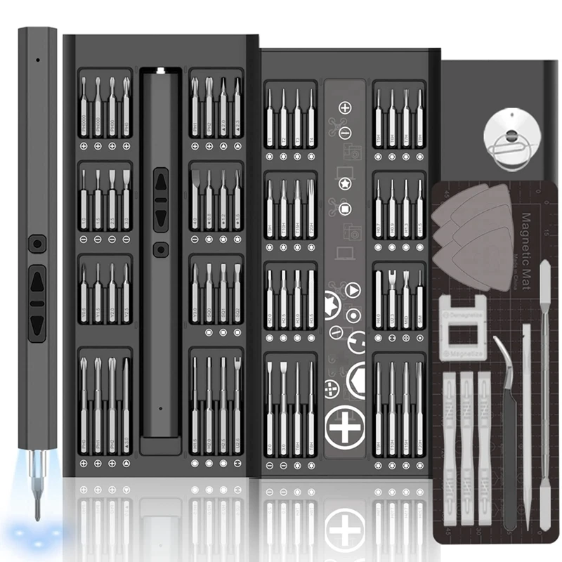 Set obeng listrik presisi 82 dalam 1, bor Mini magnetik untuk Laptop elektronik kacamata ponsel