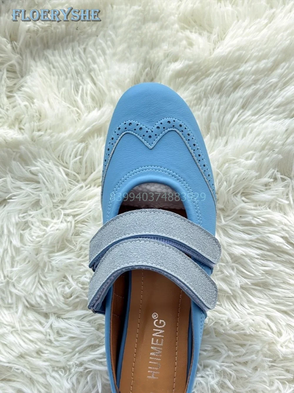 

Splicing Brock Slippers Inner Heightening Carving Shallow Round Toe Solid Blue Sliver Pink Sofy Sole 2024 New Summer Women Shoes