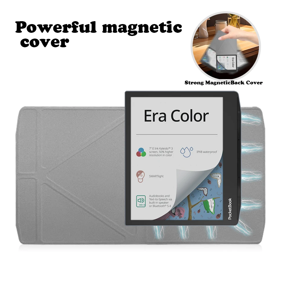 Cienka osłona z adsorpcją, etui ze skóry PU z składanym zamknięciem Y-Folded do PocketBook Era Color 700, tablet EReader PB700-U-16-WW PB700K3-1-WW, 7' — zdjęcie produktu 3