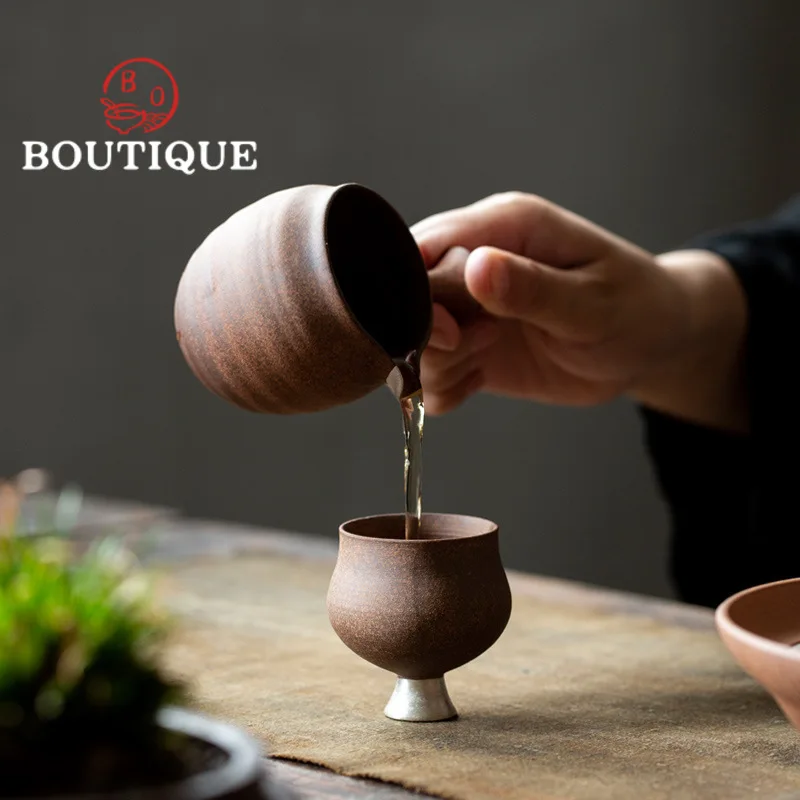 150ml Japanese Style Rough Pottery Fair Cup Simple Luxurious Creative Ceramic Tea Pitcher  Cha Hai Justice Cup Kung Fu Kung Fu