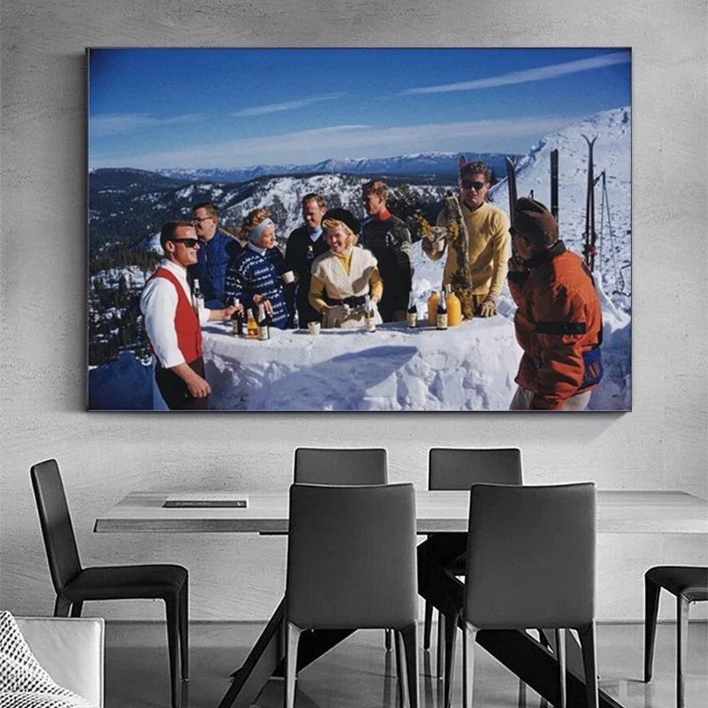 Diamond Painting Vintage Slim Aarons High Society Winter Skiing Canvas Painting Wall ArtDiamond Paintin Pictures Home Room Decor