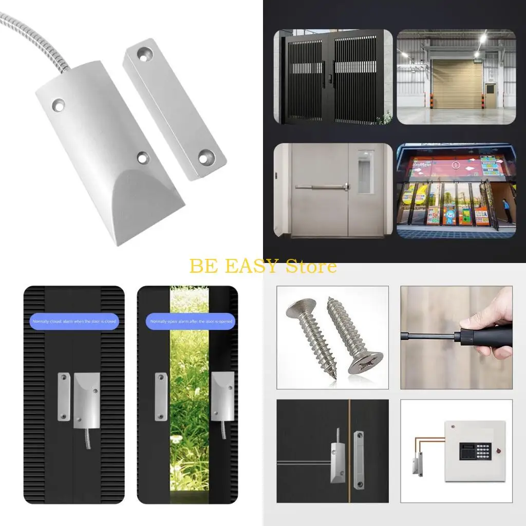 E28F 1 مجموعة جهاز استشعار الباب المغناطيسي إنذار نافذة الباب عالية الأمان إنذار البلاستيك مناسبة للاستخدام السكني والتجاري #1