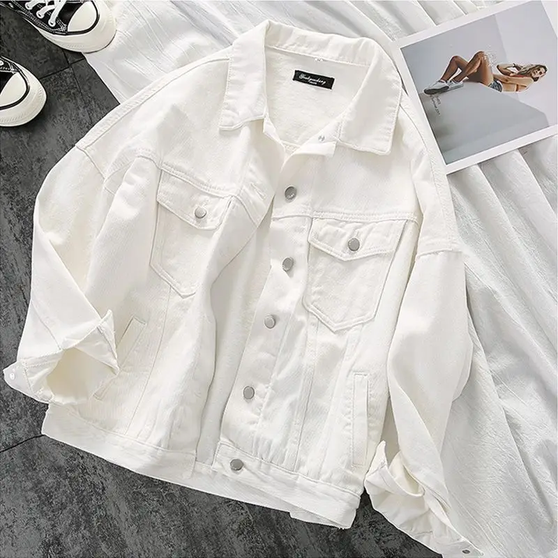 

Spring and Autumn White Denim Jacket Women's Short Loose Korean Version New BF All-match Literary Trendy Jacket