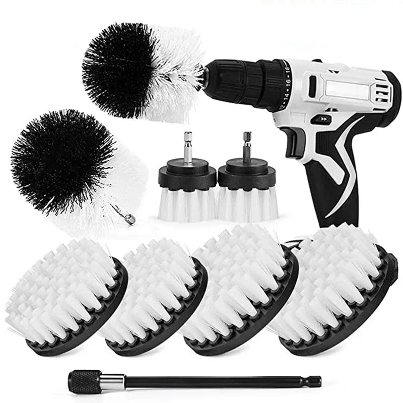 2/3.5/4/5\'\' Brush Attachment Set Power Scrubber Brush Car Polisher Bathroom Cleaning Kit with Extender Kitchen Cleaning Tools