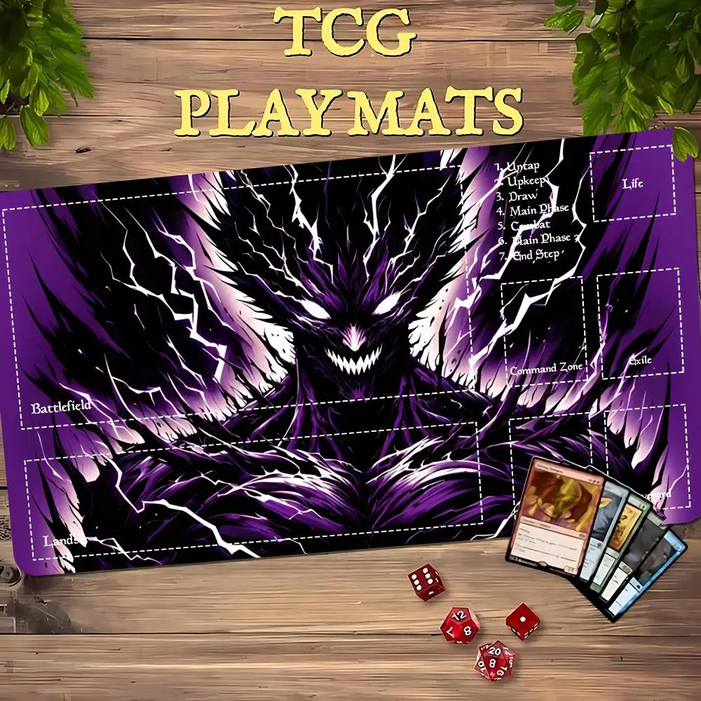 Playmat TCG Playmat Lightning Shadow Demon Mouse Mat Anti-Slip Durable Stitched Edge 35X60CM Desk Mat Magic Card Battle Tapete