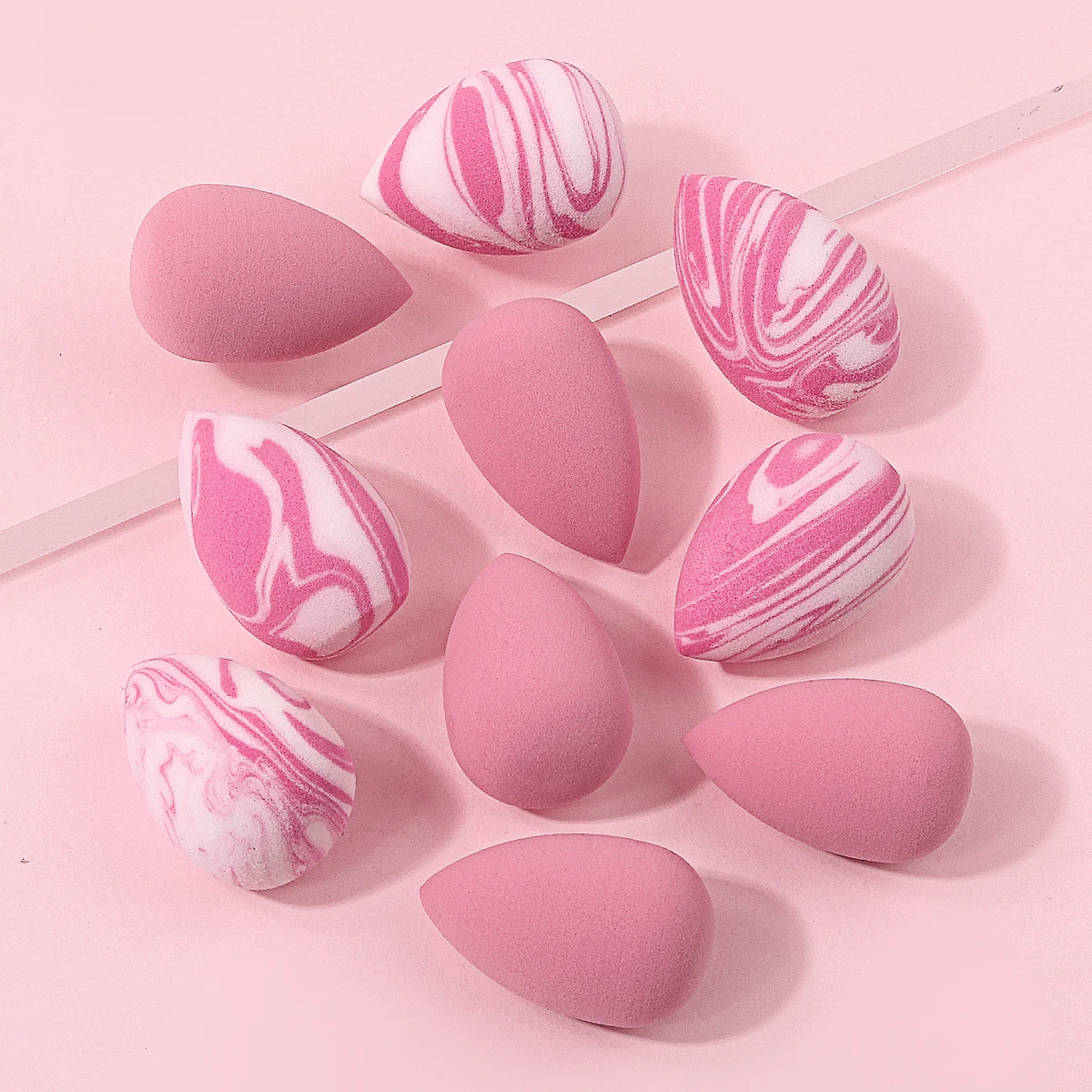 10 pcs Mini Makeup Blending Sponge, Pink Teardrop Shape, Dual-Use Wet & Dry Foundation Sponge for Women