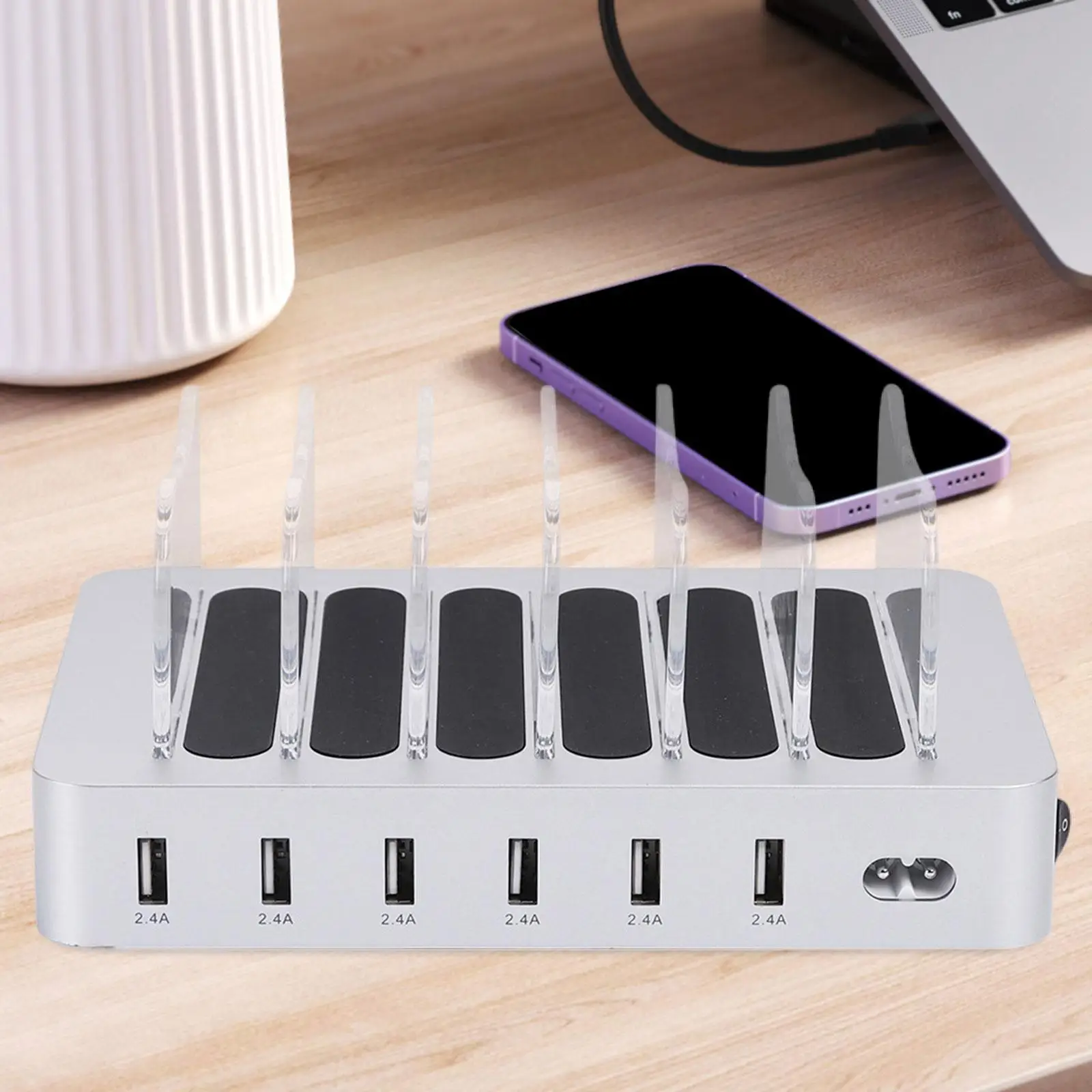 Multi-port USB Charger Multi-device Organizer for Headsets Tablet Office