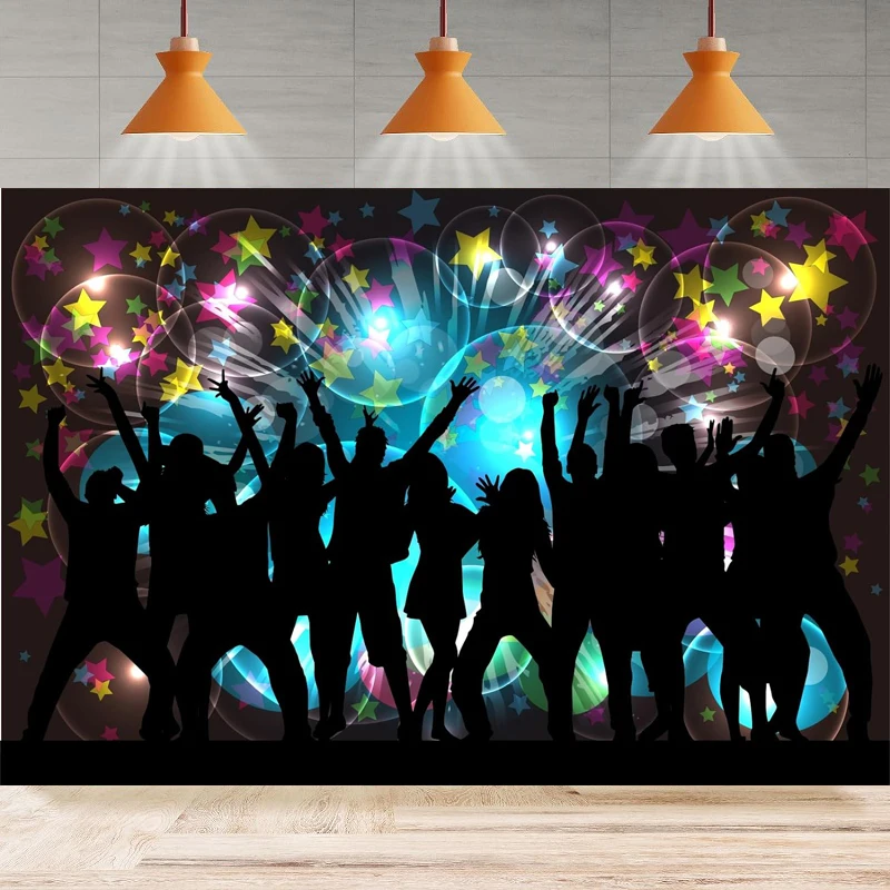 

Photography Backdrop Back To 70s 80s 90s Disco Dancing Night Disco Fever Dancers Background Home Party Backdrop Wall Banner