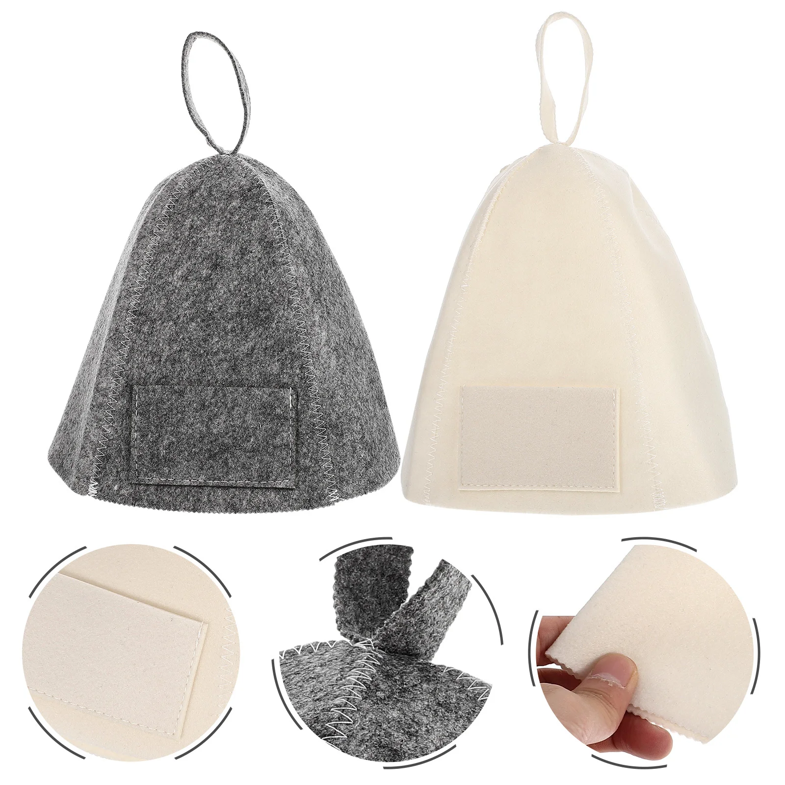 

2Pcs Felt Sauna Caps for Women Breathable Bath Hat Shower Hair Caps Heat Insulation Large Bathroom Sauna Accessories