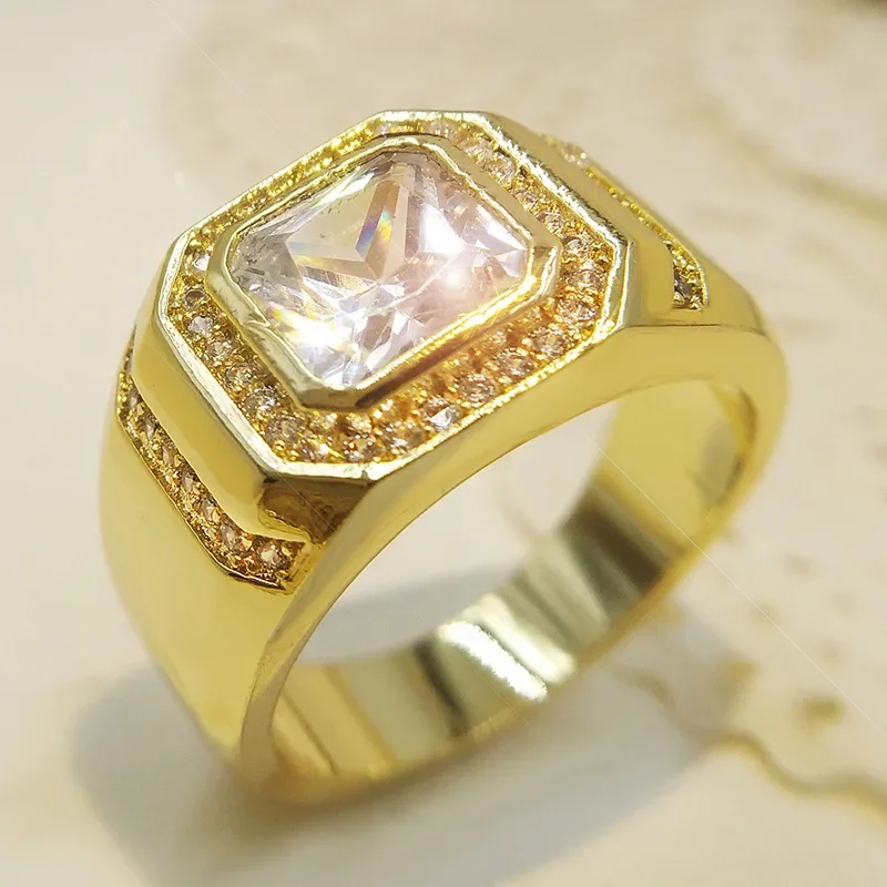 Fashion Weeding Rings for men Genuine Austria Crystal 18KRGP Gold Color anel For Women New Sale Hot full size 8 9 10 11 12 13