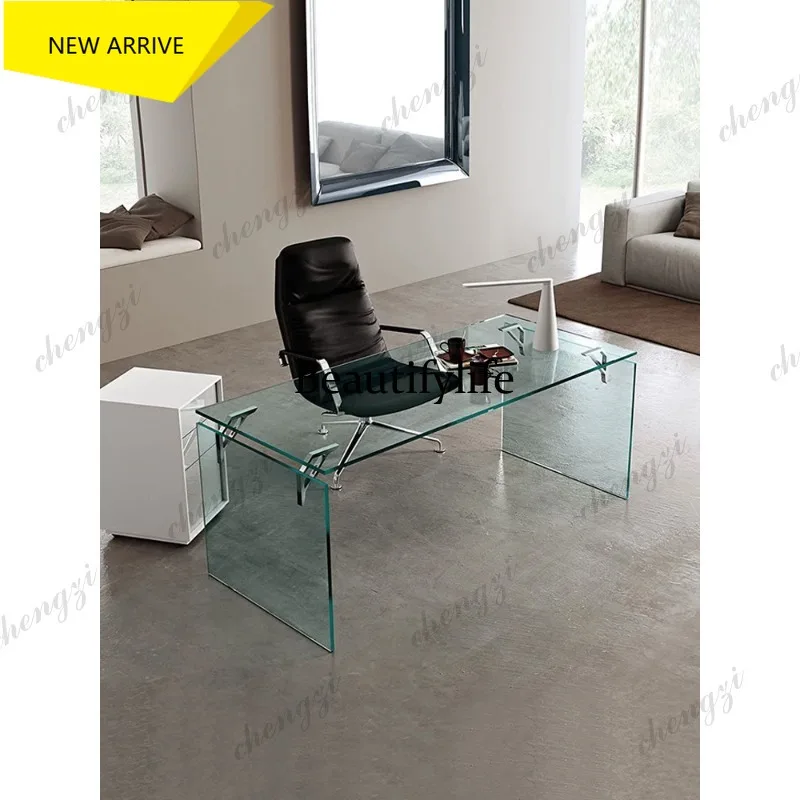D132 Modern simple glass desk high-end craftsmanship boss study office desk