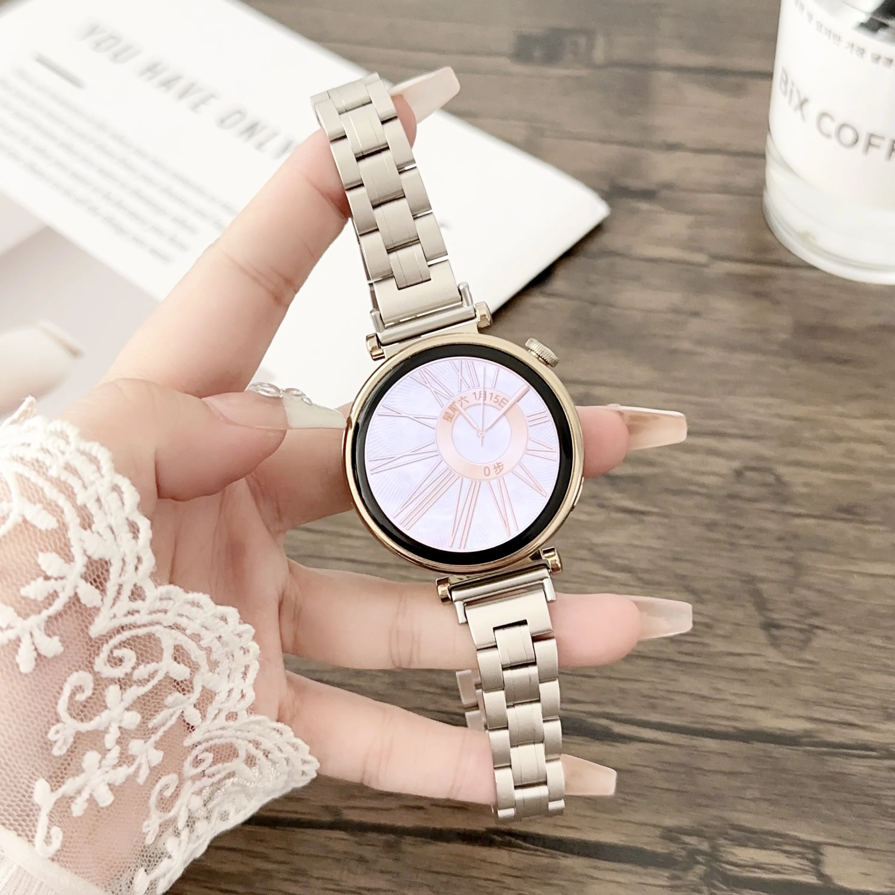 18mm 20mm 22mm Women Metal WatchBand for Huawei GT4 41mm 46mm GT3 Bracelet For Samsung Galaxy Watch 7/6/5 40mm 44mm Luxury Strap