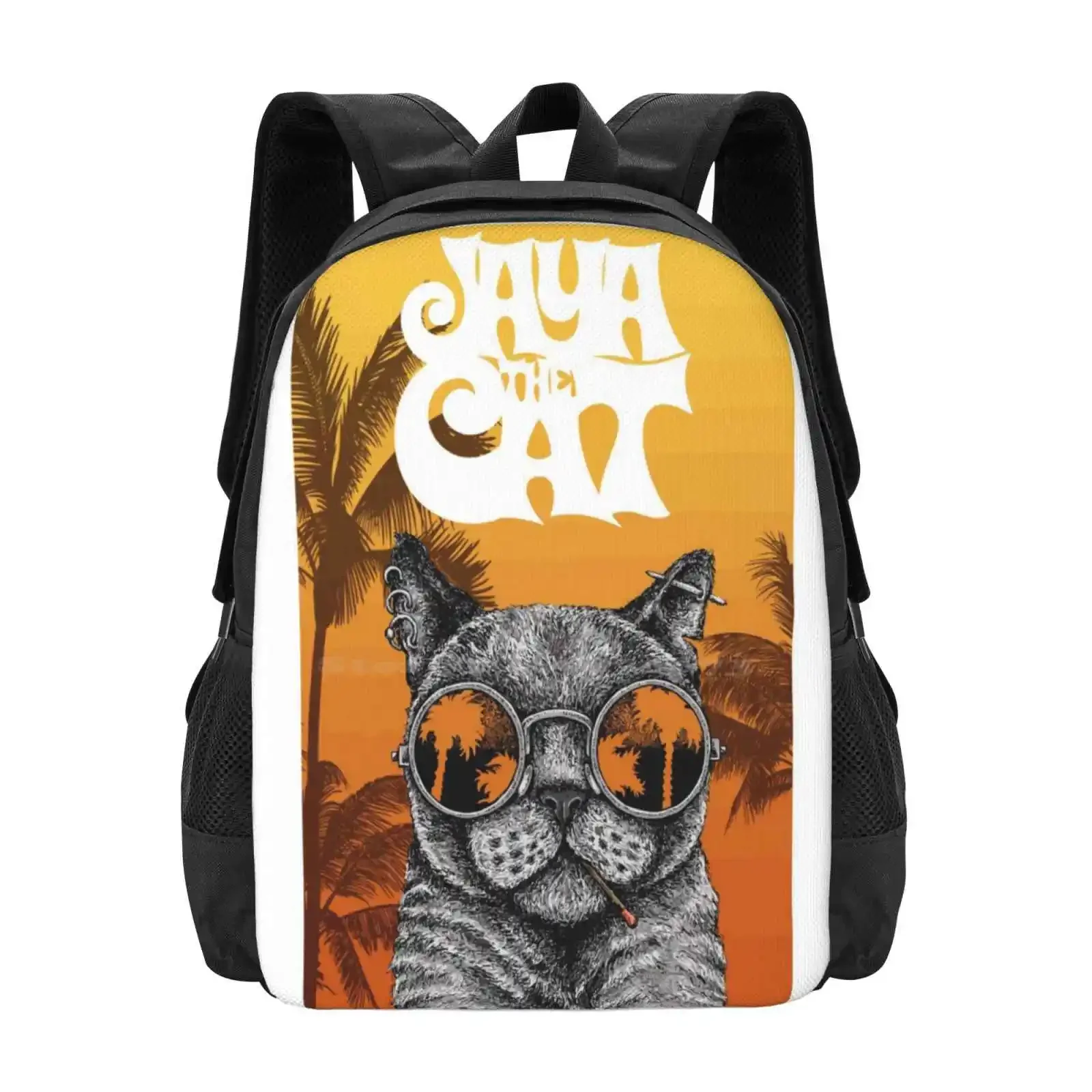 

Cats Glasses Pattern Design Bagpack School Bags Ska Punk Skank Love Birthday Xmas Funny Halloween Hardcore Vintage Metal Jazz