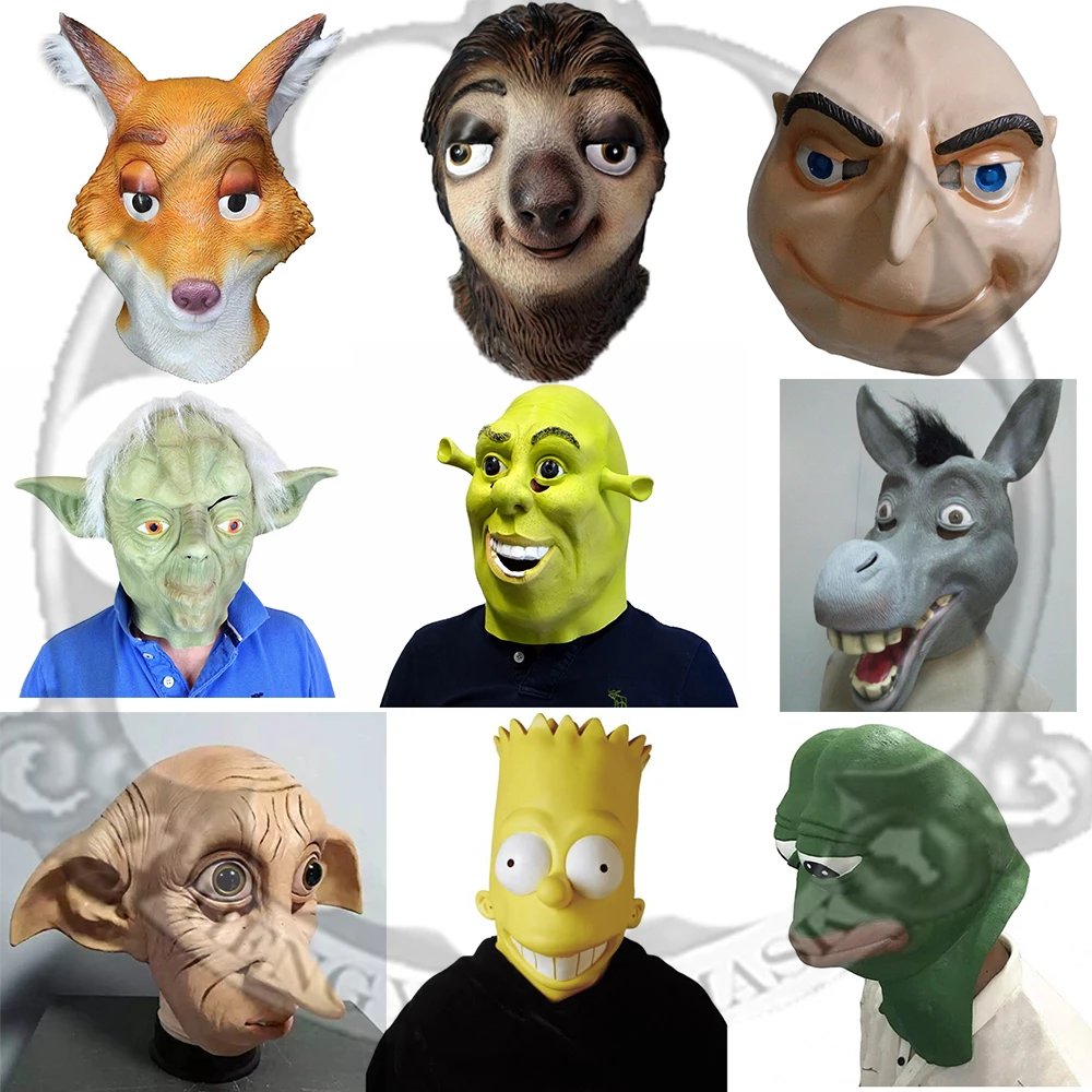 Cosplay Dobby Elfin Latex Mask Shrek Donkey Masks Cartoon Movie Hero Cosplay Mask Kid Party Halloween Mask