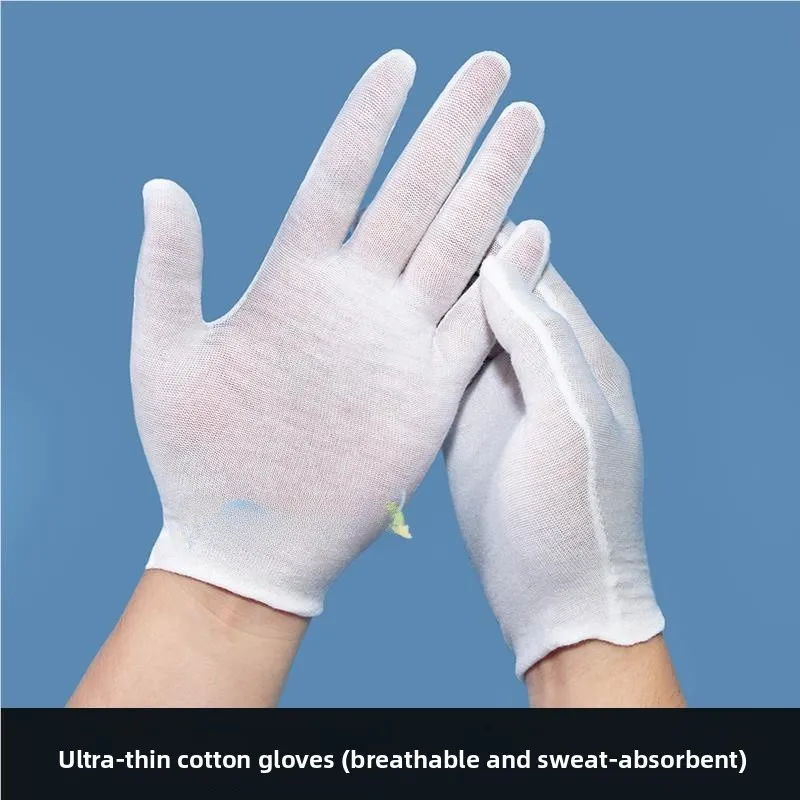 

Ultra-Thin Breathable Cotton Thread Gloves Men's Women's Disposable Summer Lightweight Mesh Sweat Absorbent Hand Gloves