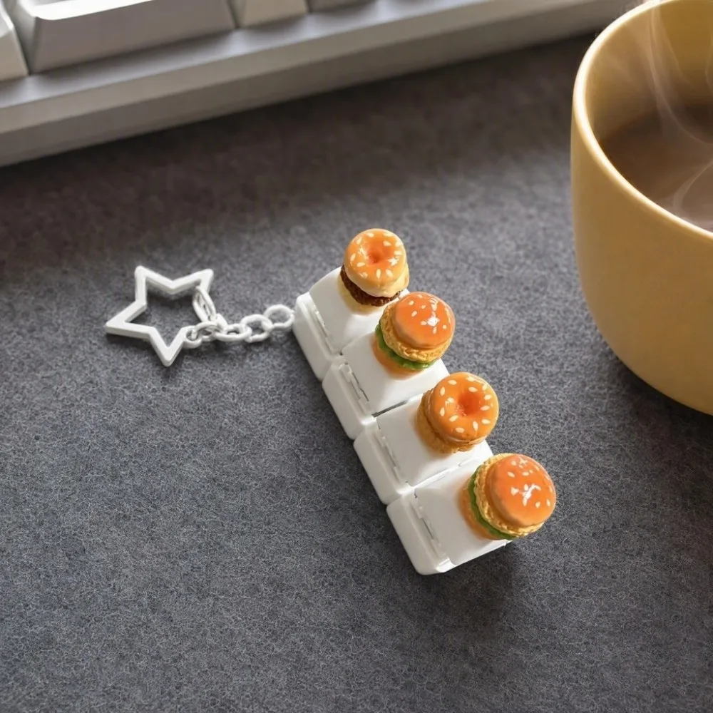 Cute Glow Design Decompression Button Simulation Keyboard Cream Bread Mini Keyboard Pendant Burger Sandwich Luminous view 3