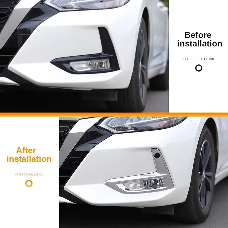 Car Styling Chrome ABS Plastic Front Rear Fog light Lamp Cover Trims Decoration For Nissan 14th 2020 2021 2022 23 Sentra Sylphy