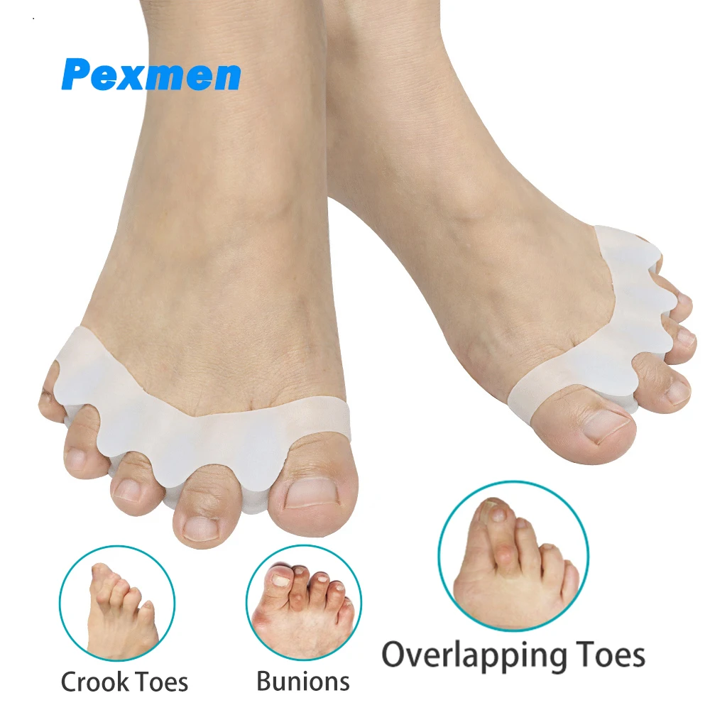 Pexmen 2/4Pcs Gel Toe Separator Soft Toe Spacer for Men and Women Bunions Corrector Correct Restore Toes to Their Original Shape