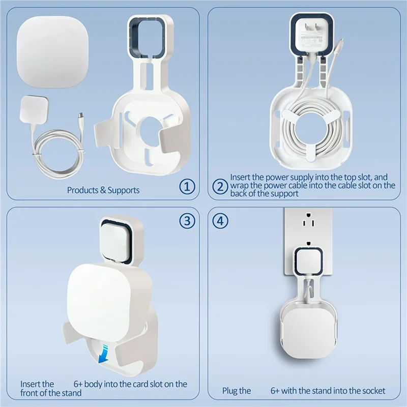 

SUNRI-2X Wall Mount Bracket For Eero 6+ Dual-Band Mesh Wi-Fi 6+ Router, Sturdy Socket Bracket, Space Saving, Wire Management