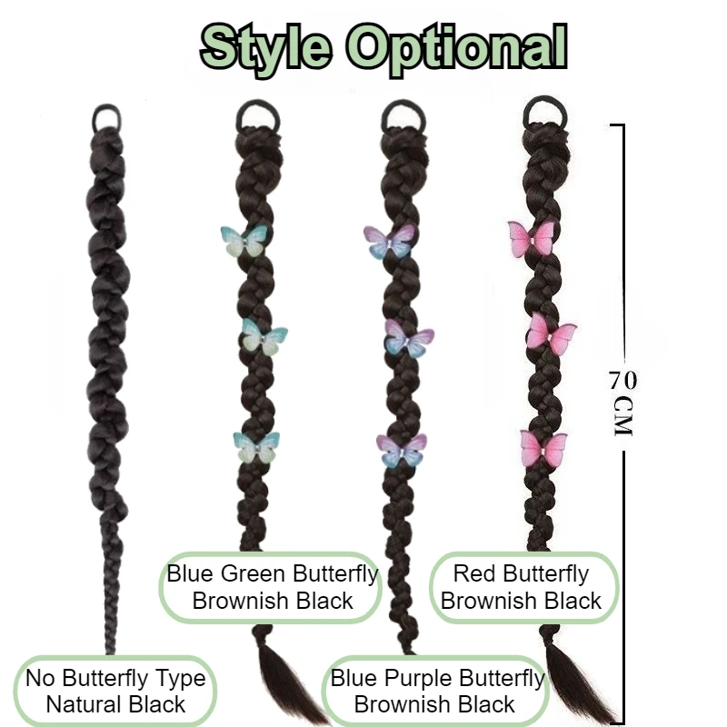 1 個ロング編組ポニーテールヘアエクステンション 70 センチメートル合成編組ウィッグヘアピースボクシングツイスト三つ編み女性のための DIY 日常着