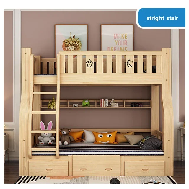 Kids wooden furniture sets wooden bunk bed adjustable bedroom bunk bed  for sale