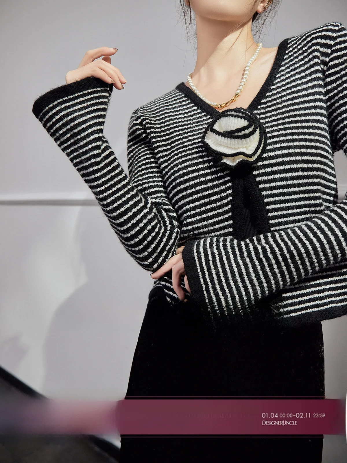 

Вязаный свитер Bla для женщин, в полоску, винтажный, приталенный, осенняя новинка, бренд Uncle, с длинным рукавом, V-образный вырез