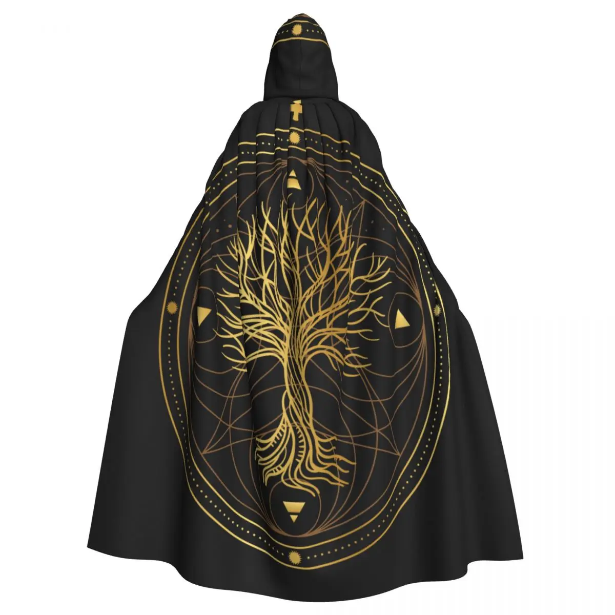 

Tree In The Circle Of Elements Of Nature Adult Cloak Cape Hooded Medieval Costume Witch Wicca Elf Purim Carnival Party