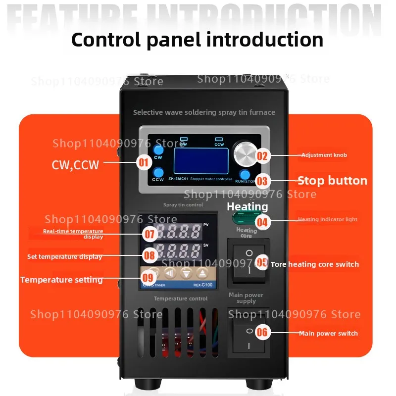 

10kg Selective Wave Soldering Spray Pot Small Wave Spray Soldering Furnace 220V