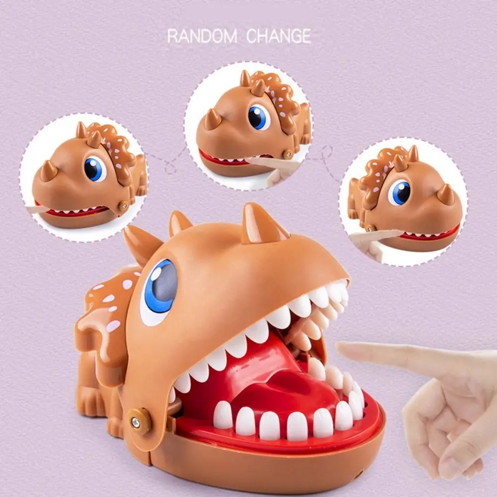 Triceratops Shape Hand-biting Crocodile Scary Toy Odorless Extract Teeth Dinosaur Bite Fingers Toy Safe Cartoon