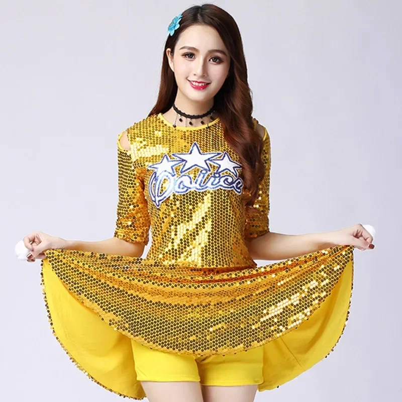 Festival Sequin Hip Hop Dj Jazz Dance Dress Costume Women Modern Stage Performance Street Dance Costumes DS Set Rave Outfit