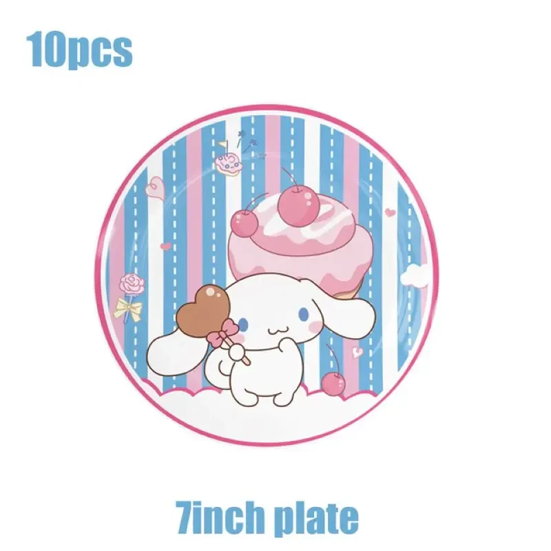 Sanrio Cinnamoroll Birthday Party Decoration Supplies Anime Children Backdrop Number Balloon Cartoon Tableware Paper Cup Plate