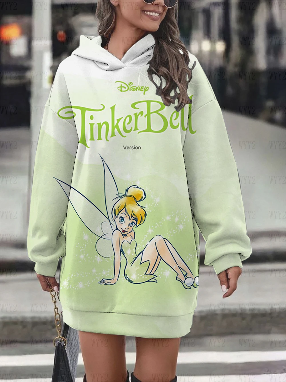 Disney Wonder Fairy Print Hoodie Sweatshirt Dress Casual Street Simple Style Fashion Ladies Sweatshirt Dress Party Dress