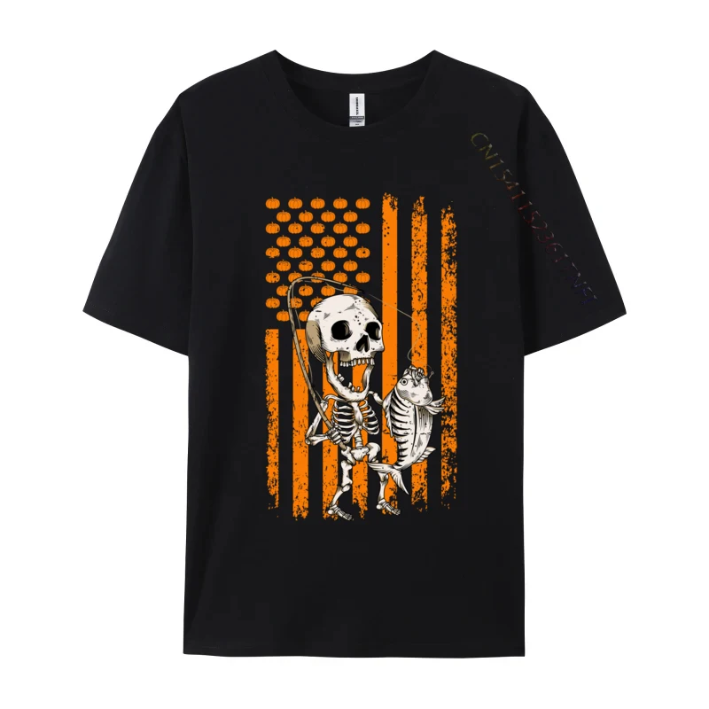 

Fishing Skeleton Halloween Men Fishing Fan Tees Slim Fit Tshirts 2024 Discount Autumn Tops Tees Cotton Men Camisa Tops T Shirt