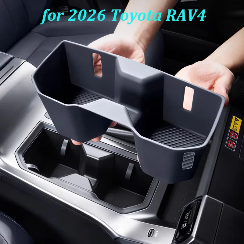 

Car Silicone Cup Silicone Holder for 2026 Toyota RAV4, Anti-Slip Anti-Noise Insert Mat Armrest Cup Box Interior Accessories