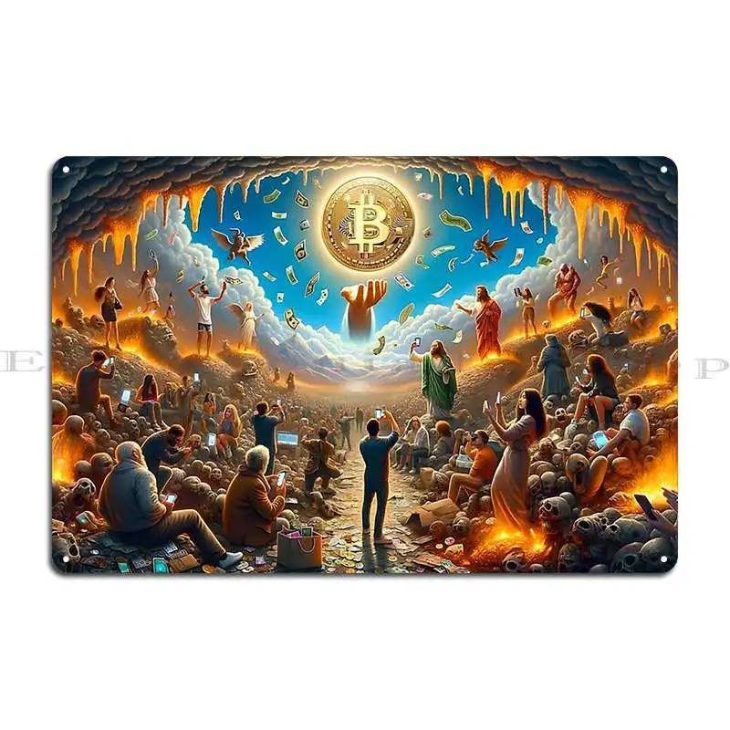 The Bitcoin Rapture Vi Ai Depot Metal Sign Poster Home Pub Designer Vintage Cinema Tin Sign Poster