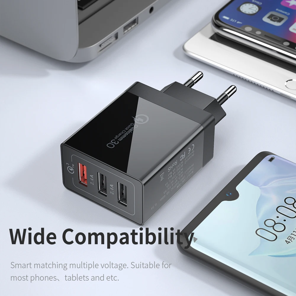 Essager-携帯電話用のUSBタイプC充電器,マルチプラグウォールフォン用の急速充電3.0 Samsung Xiaomi